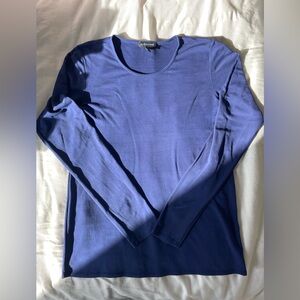 Eileen Fisher 100% silk blue base layer long sleeve **flawed**